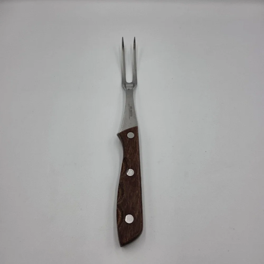 Vintage‎ Viking Meat Fork 440-A Wood Handle Super Stainless 457 Japan 11.5